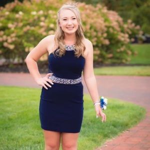 Navy blue two piece homecoming dress